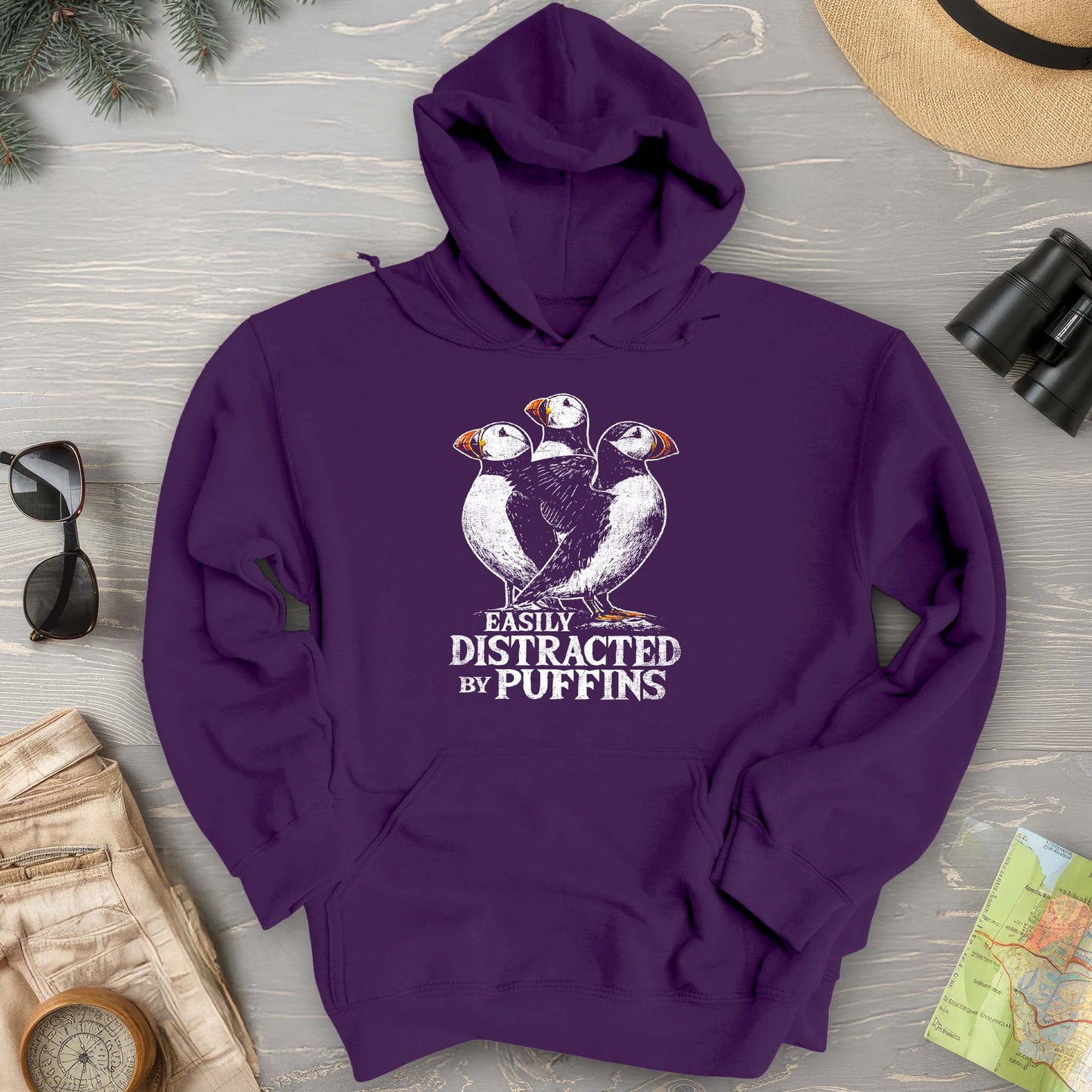 Easily Distracted By Puffins Hoodie