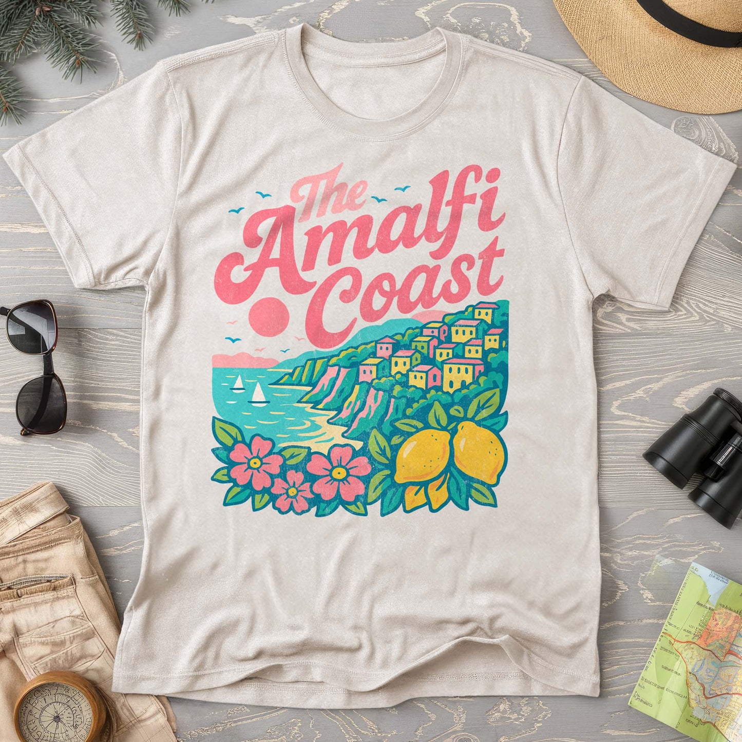 Bargain Bin Overstock! Amalfi Coast Vintage Flowers T-Shirt