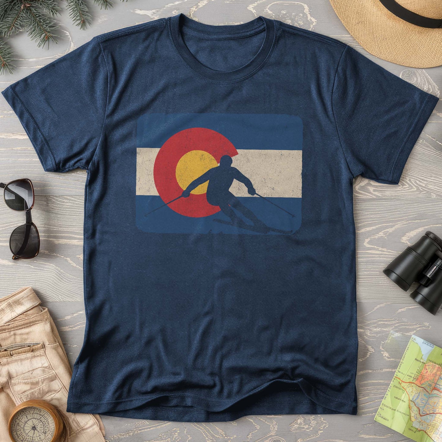 Colorado Flag Skier T-Shirt