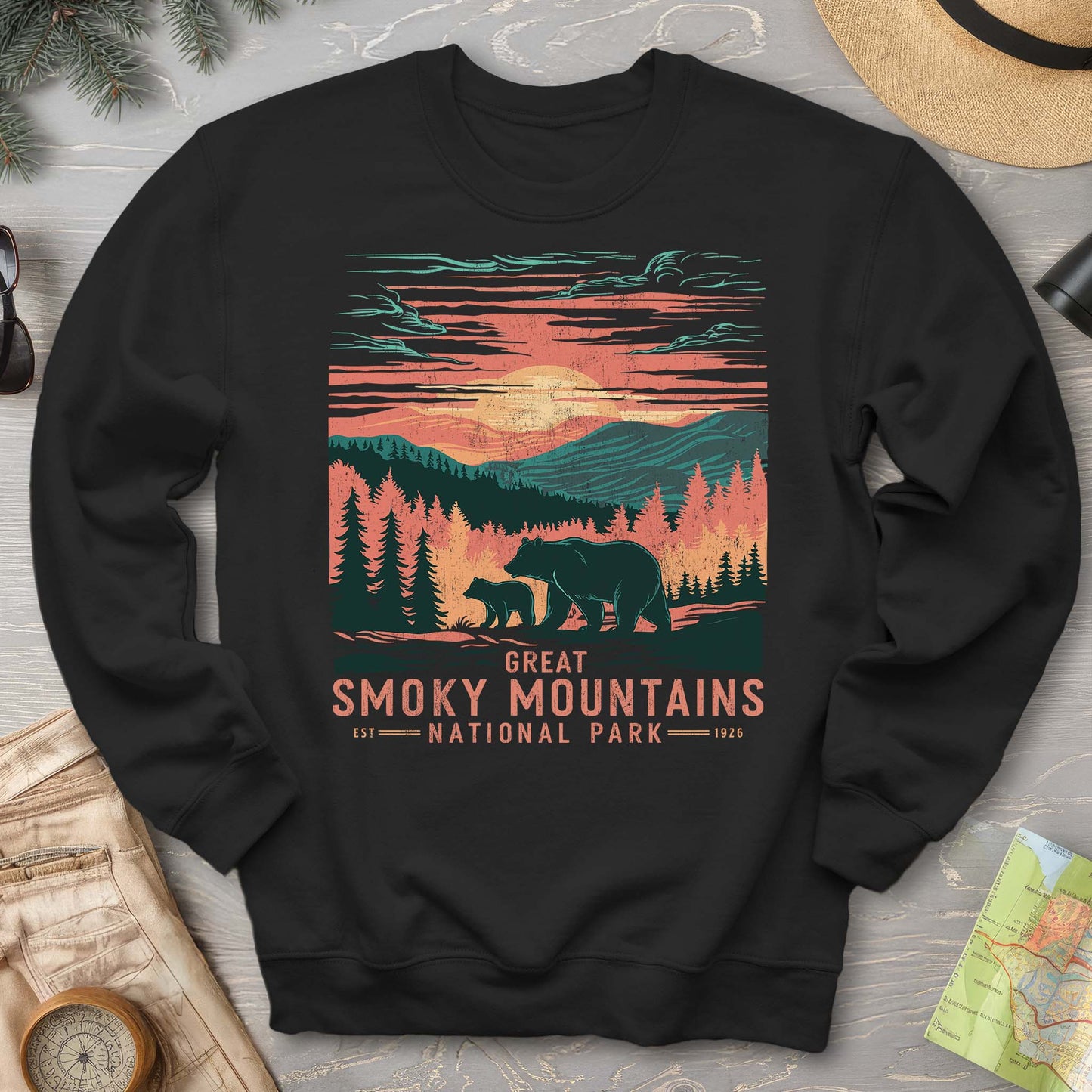 Great Smoky Mountains Sunset Bears Sweatshirt