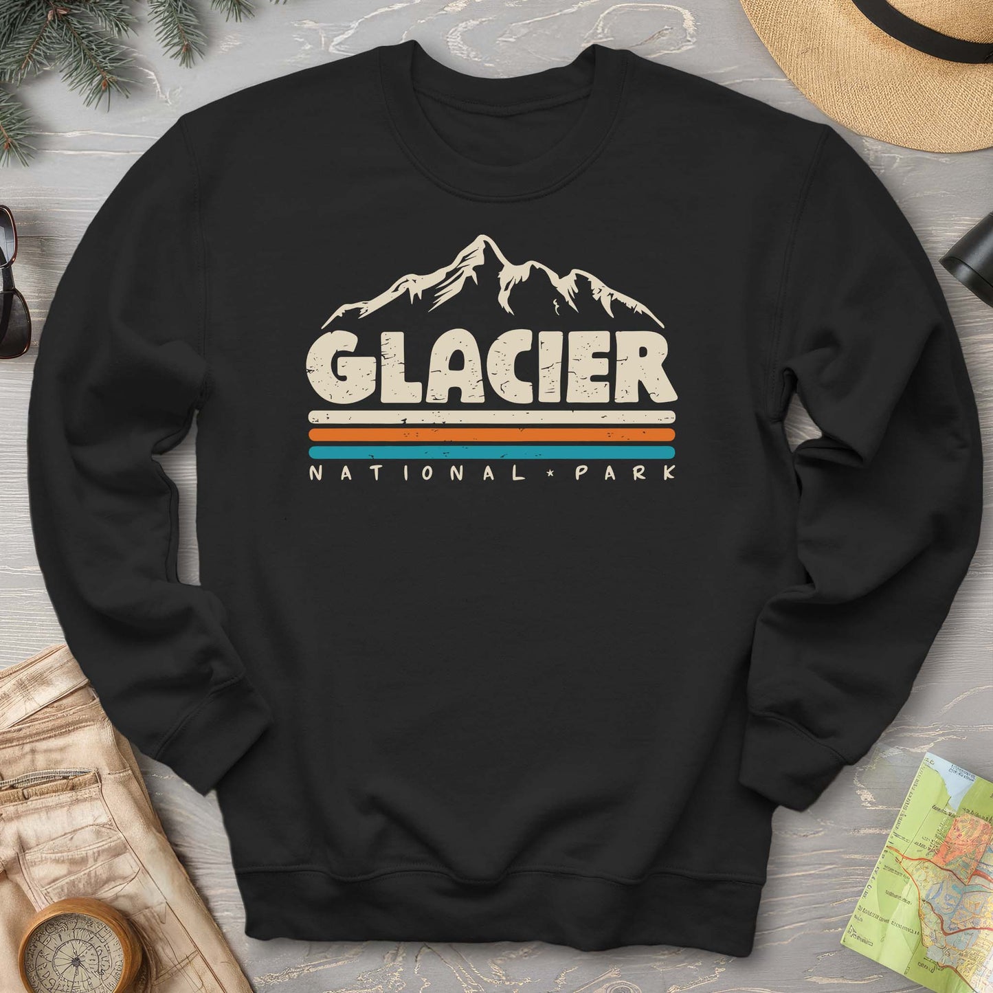 Glacier National Park "Retro Stipes" Sweatshirt