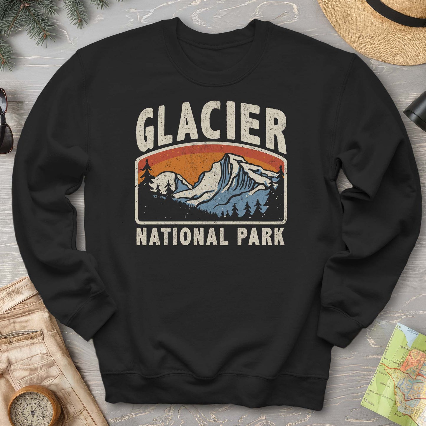 Glacier National Park "Vintage Mountain" Sweatshirt
