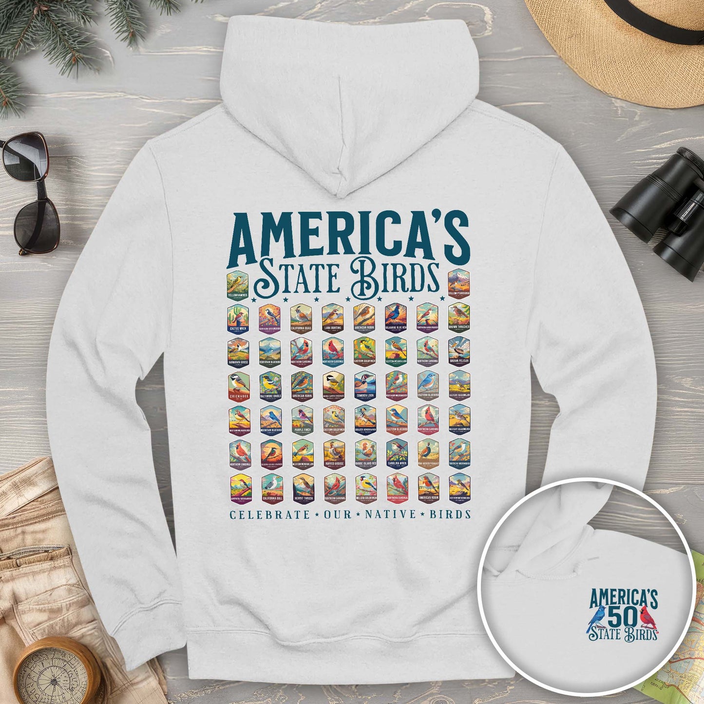 America's State Birds Front/Back Print Hoodie