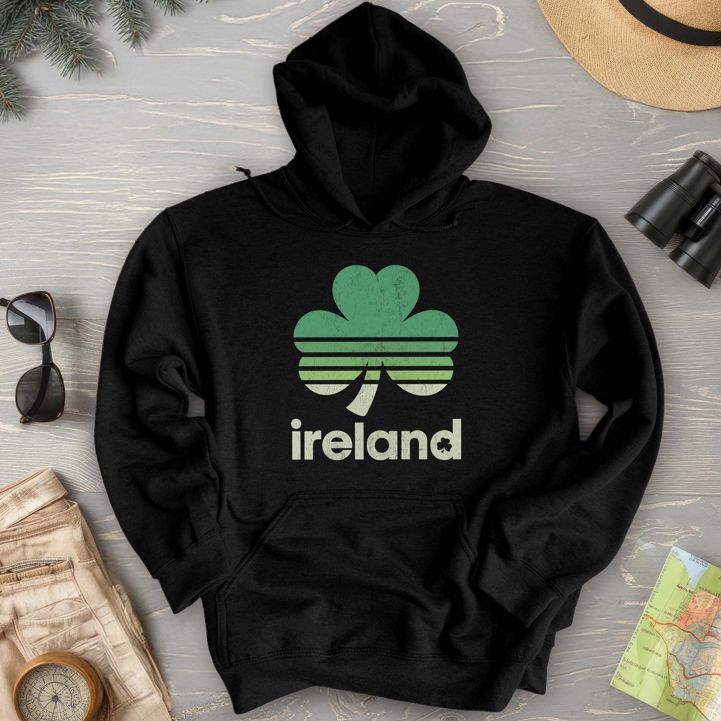 Ireland Retro Shamrock Hoodie