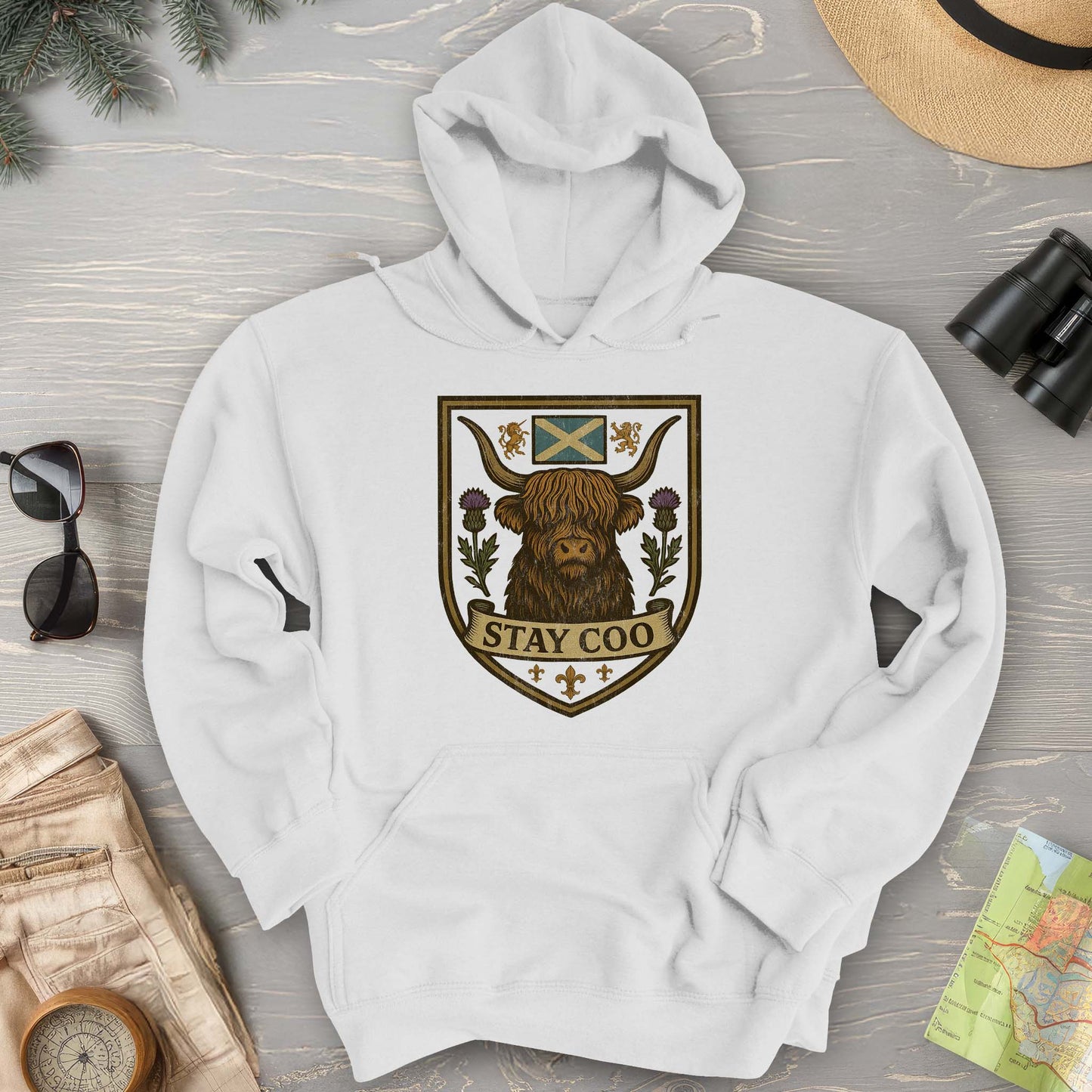 Highland Cow "Scottish Heraldry" Hoodie