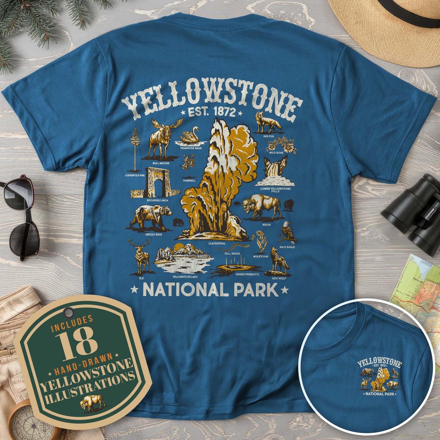 Yellowstone National Park Vintage Front/Back Print Comfort Colors T-Shirt