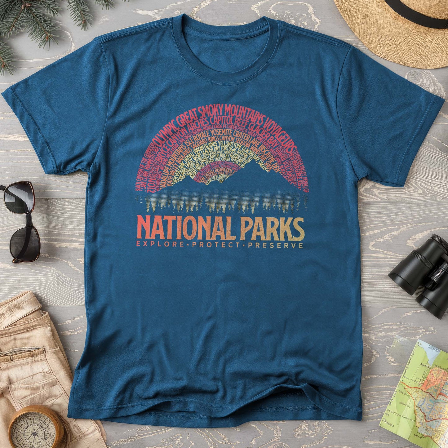 National Parks Word Art "Vintage Sunset" Comfort Colors T-Shirt