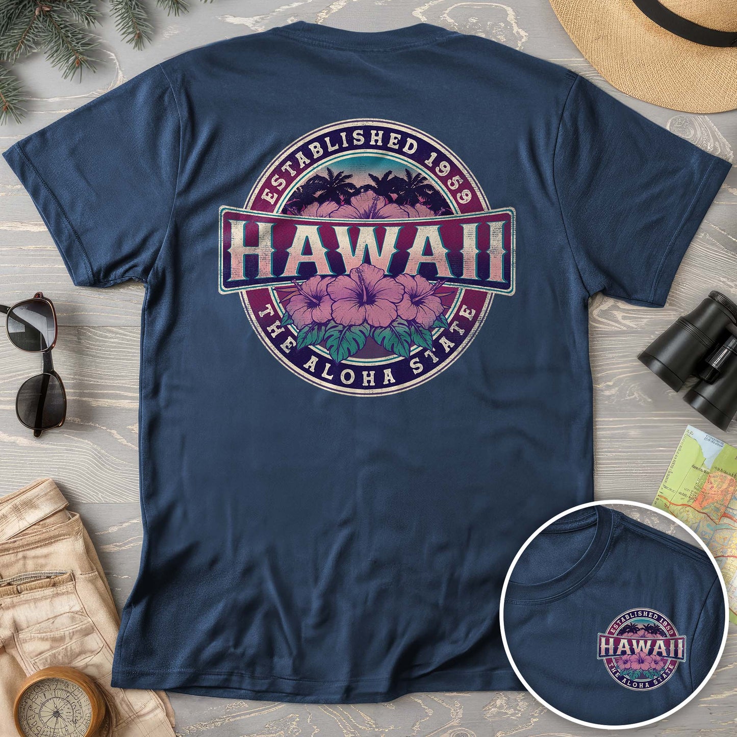 Hawaii Badge Front/Back Print T-shirt