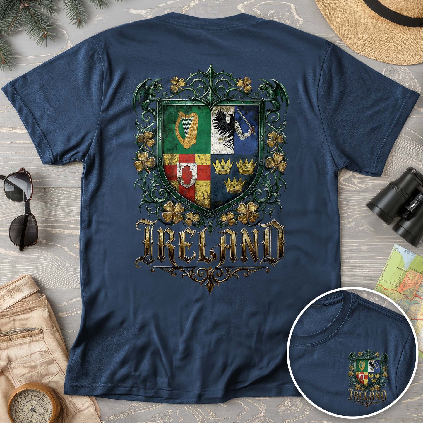 Irish Gothic Arms Front/Back Print T-Shirt