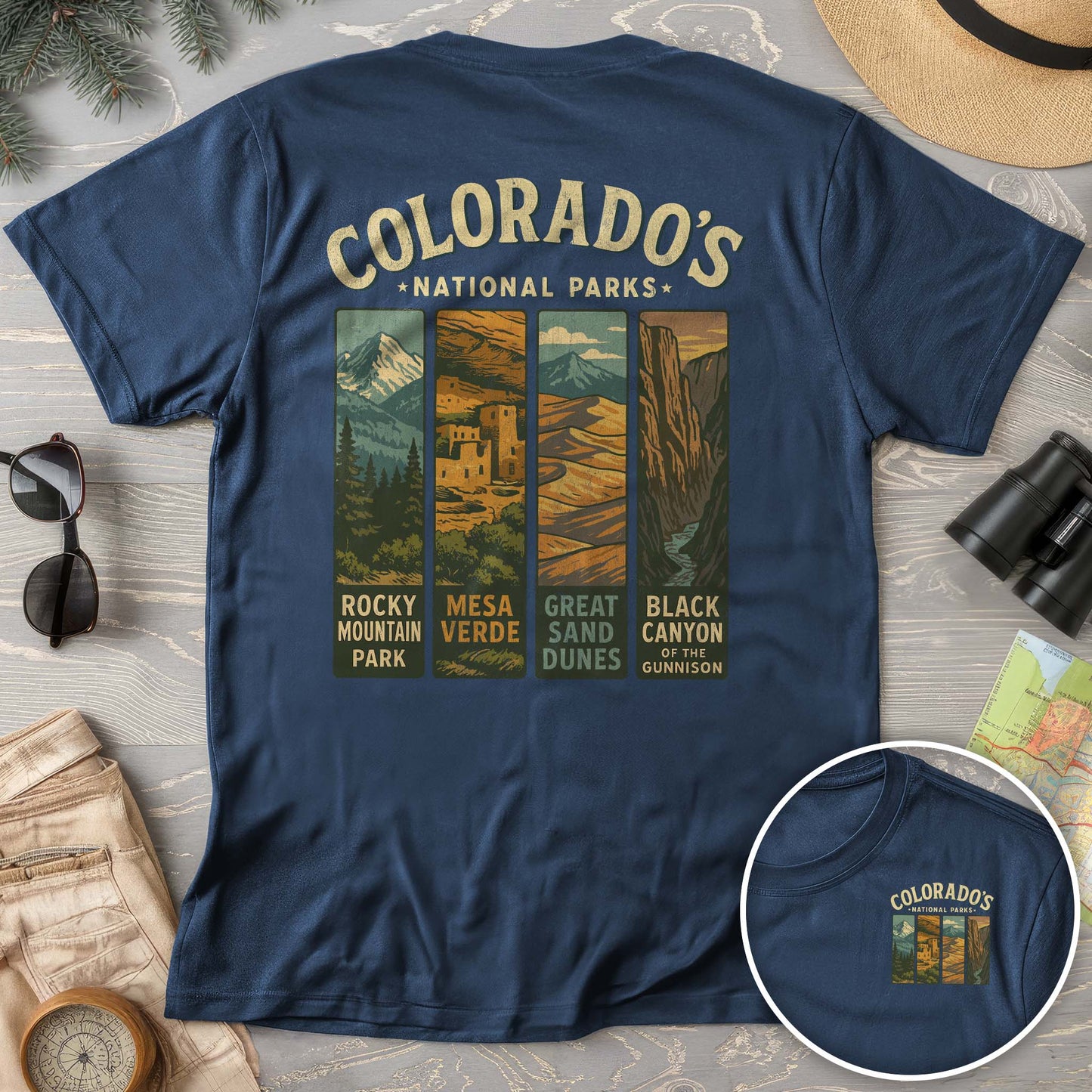 Colorado National Parks Vertical Front/Back Print T-Shirt