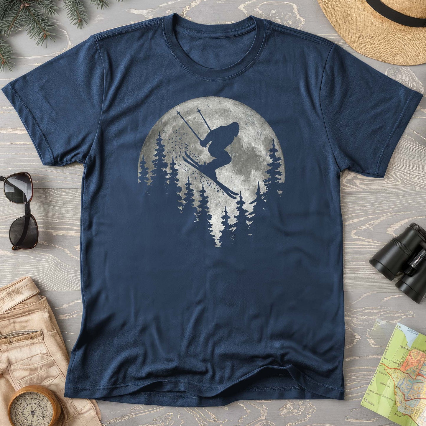 Bigfoot Ski Moon T-shirt