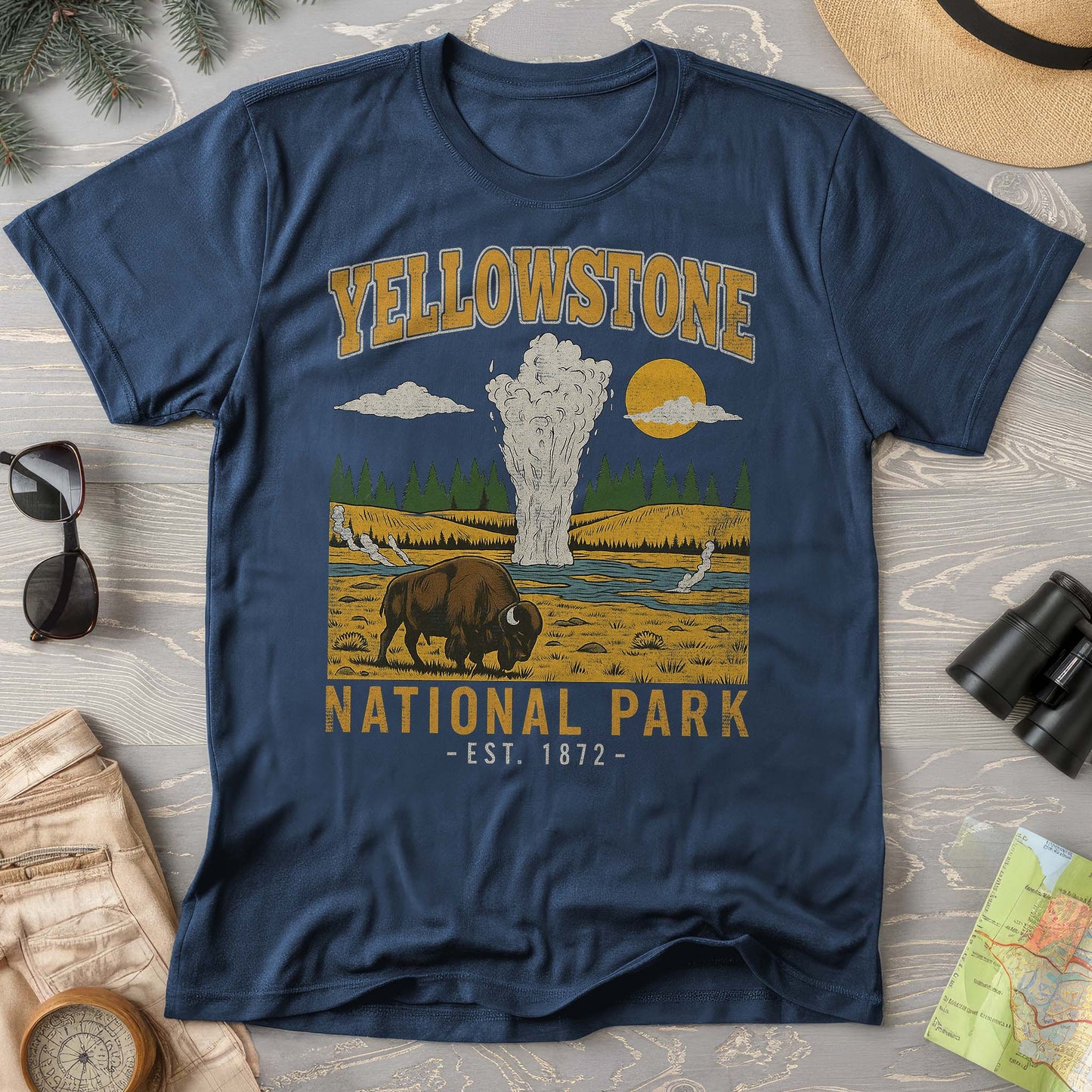 Yellowstone Old Faithful Buffalo T-shirt