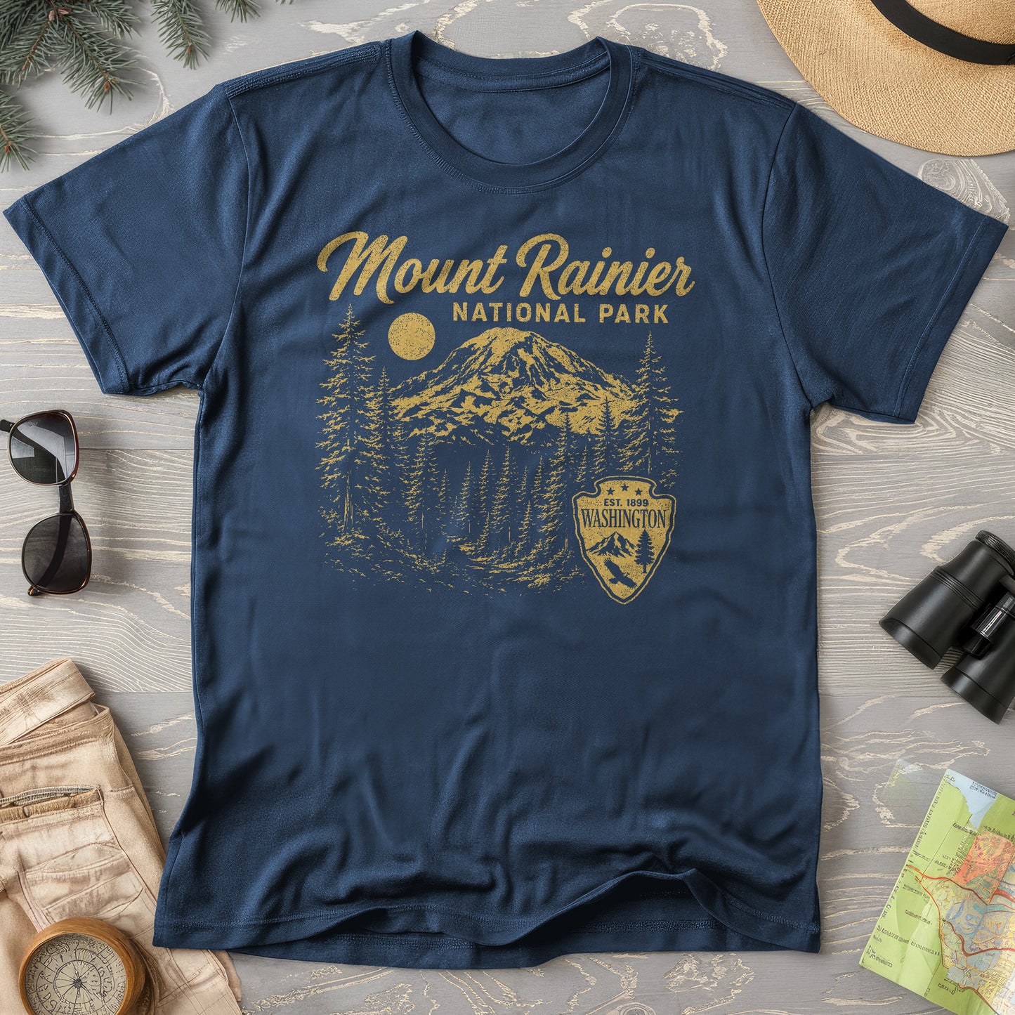 Mount Rainier Vintage Sketch T-Shirt