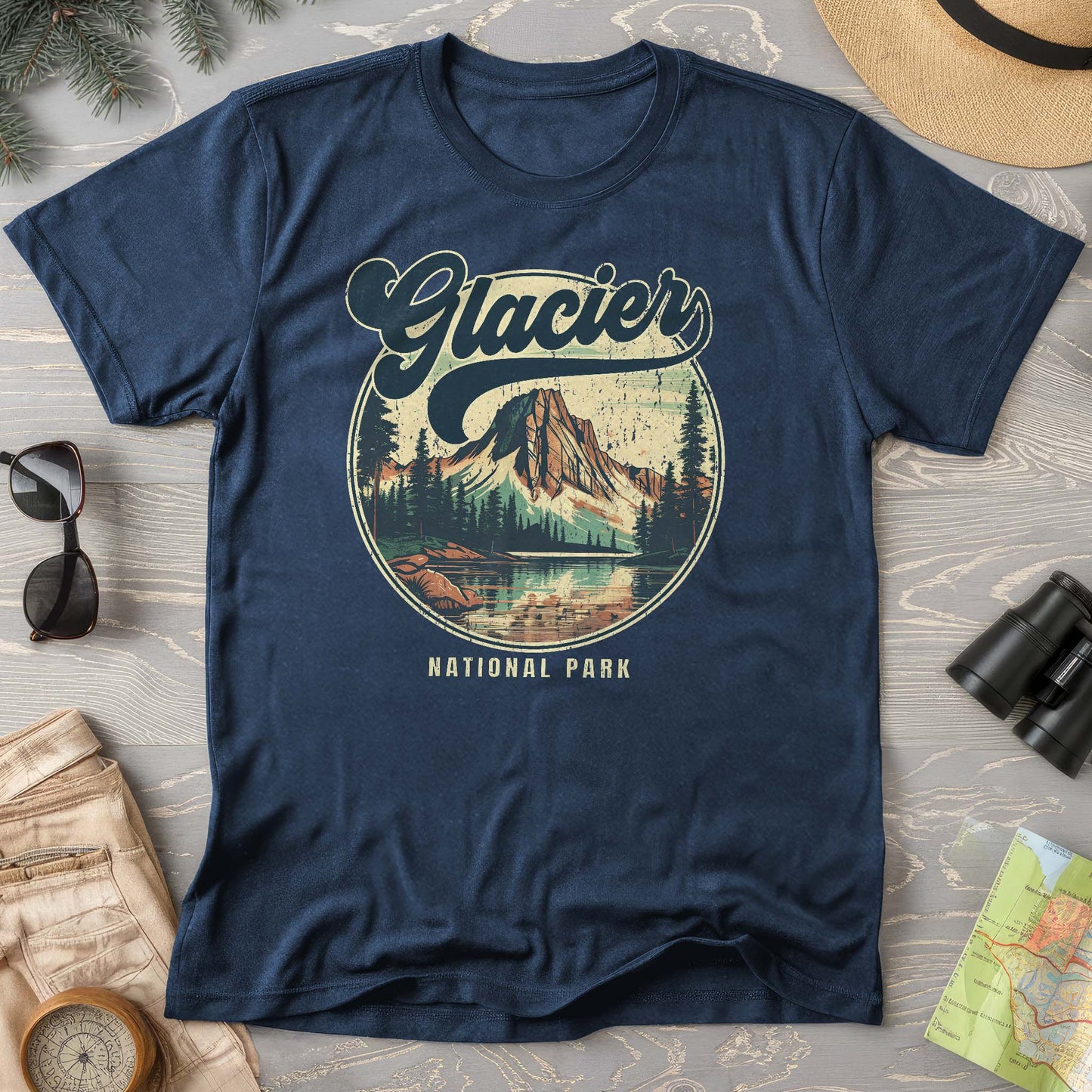 Glacier National Park "Groovy Emblem" T-Shirt