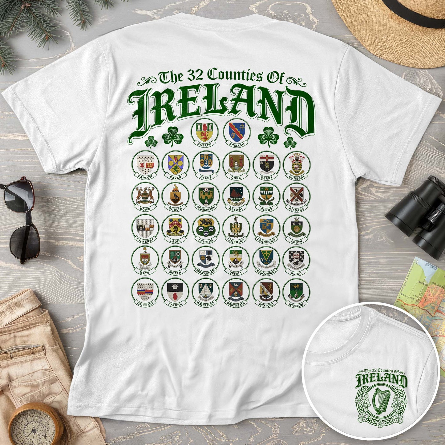 Ireland County Crests Front/Back Print T-Shirt