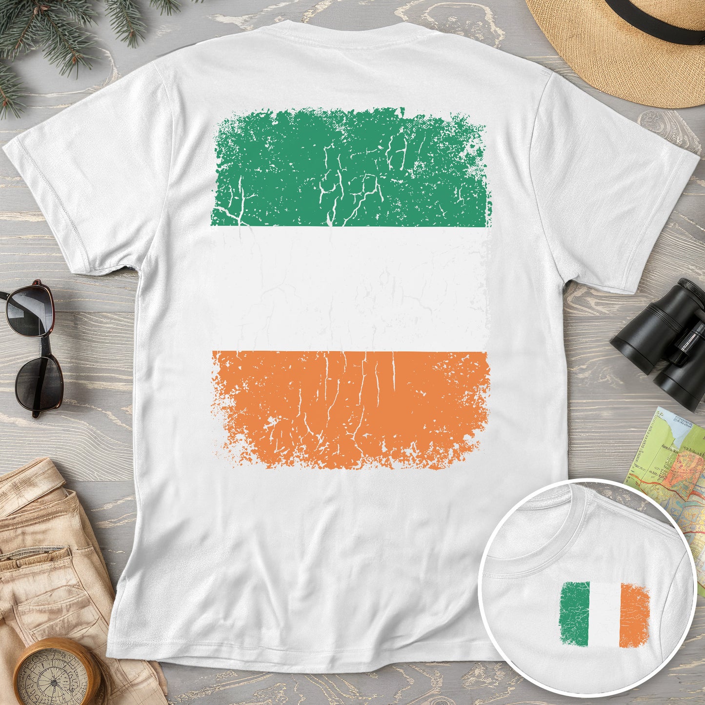 Ireland Distressed Flag Front/Back Print T-Shirt