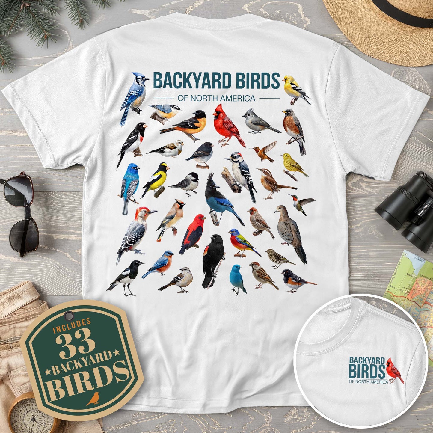 Backyard Birds Front/Back Print T-Shirt