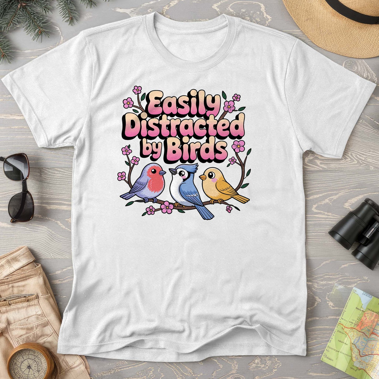 Easily Distracted By Birds Kawaii Style Comfort Colors T-Shirt
