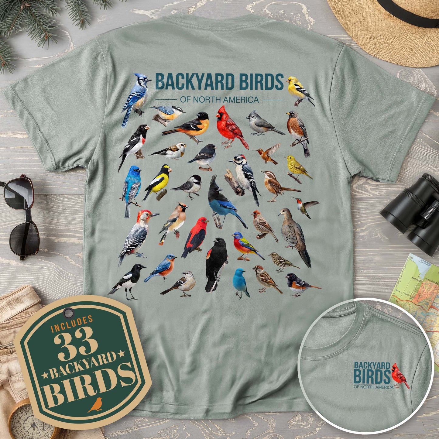 Backyard Birds Front/Back Print Comfort Colors T-Shirt