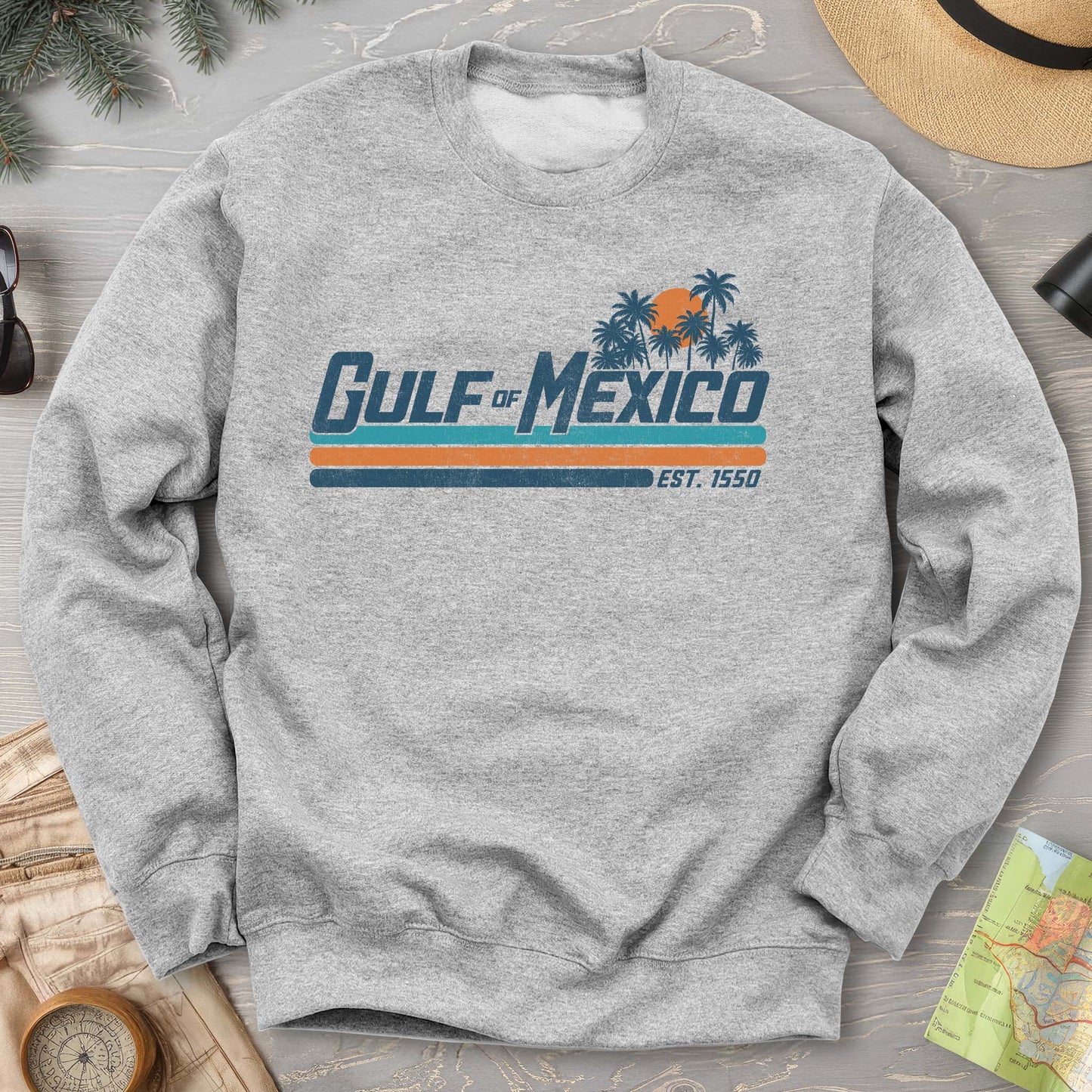 Bargain Bin Overstock! Gulf of Mexico Retro Stripe Crewneck Sweatshirt