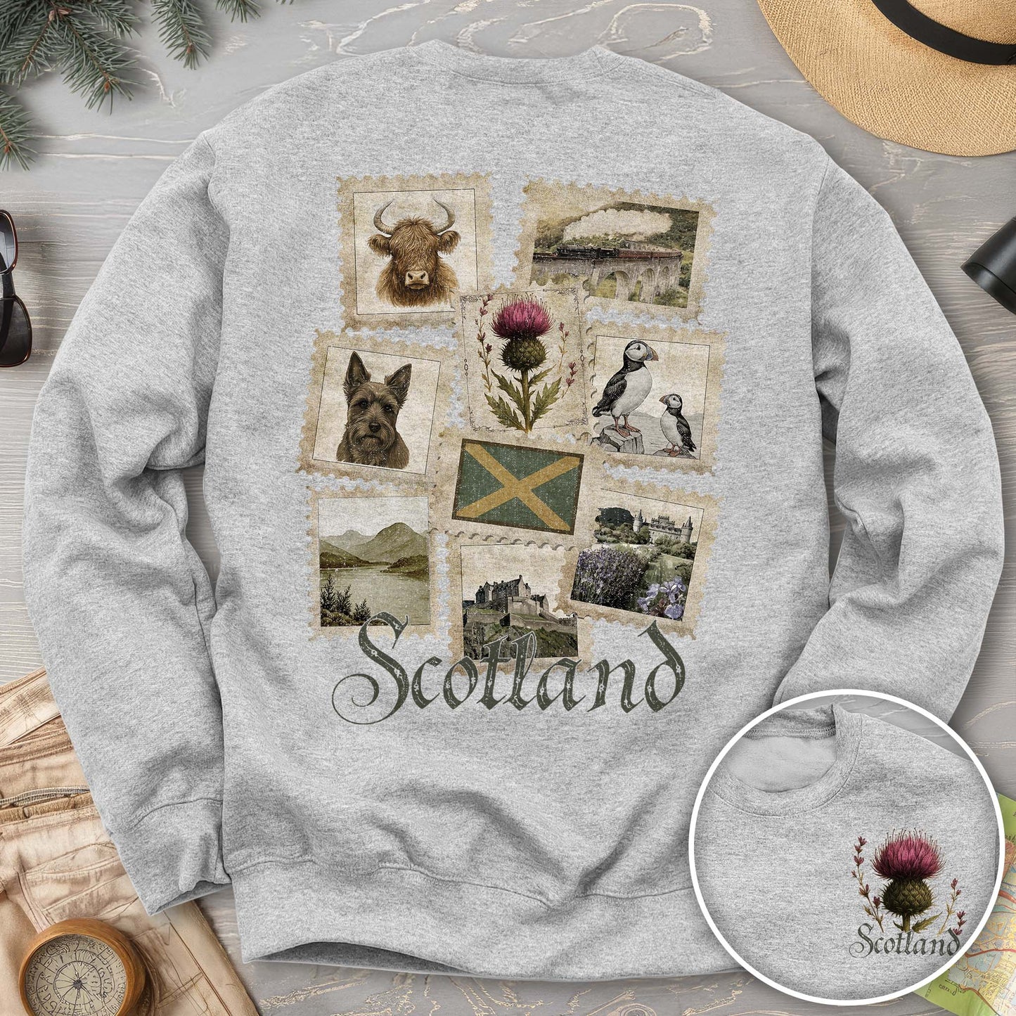 Scotland Vintage Stamps Sweatshirt