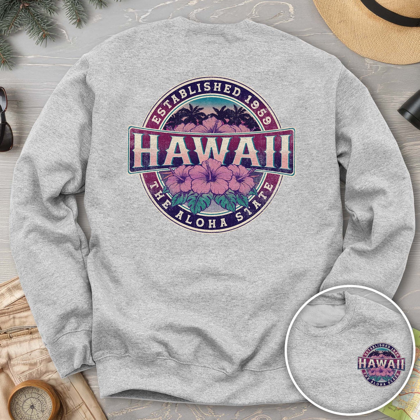 Hawaii Badge Front/Back Print Sweatshirt