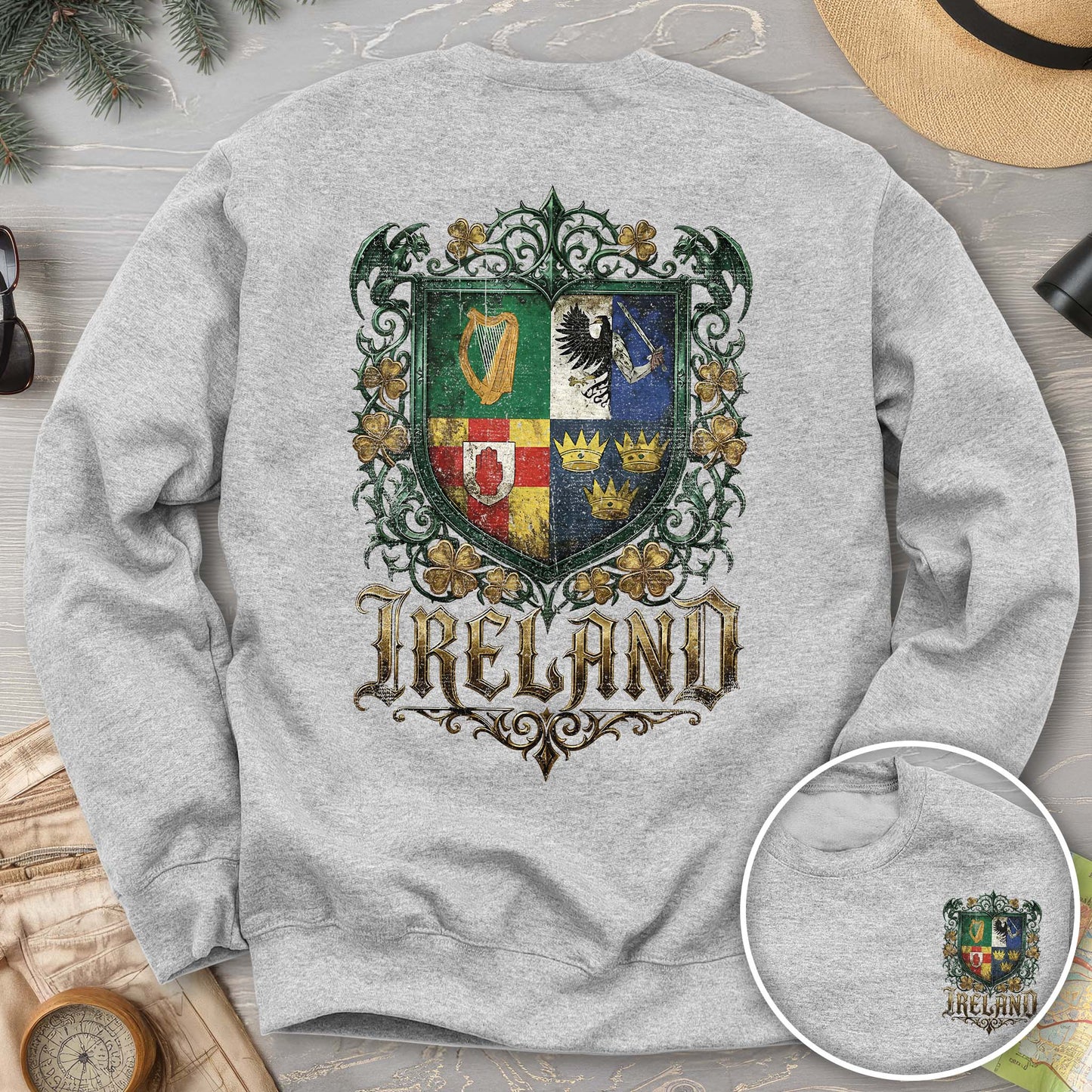 Irish Gothic Arms Front/Back Print Sweatshirt