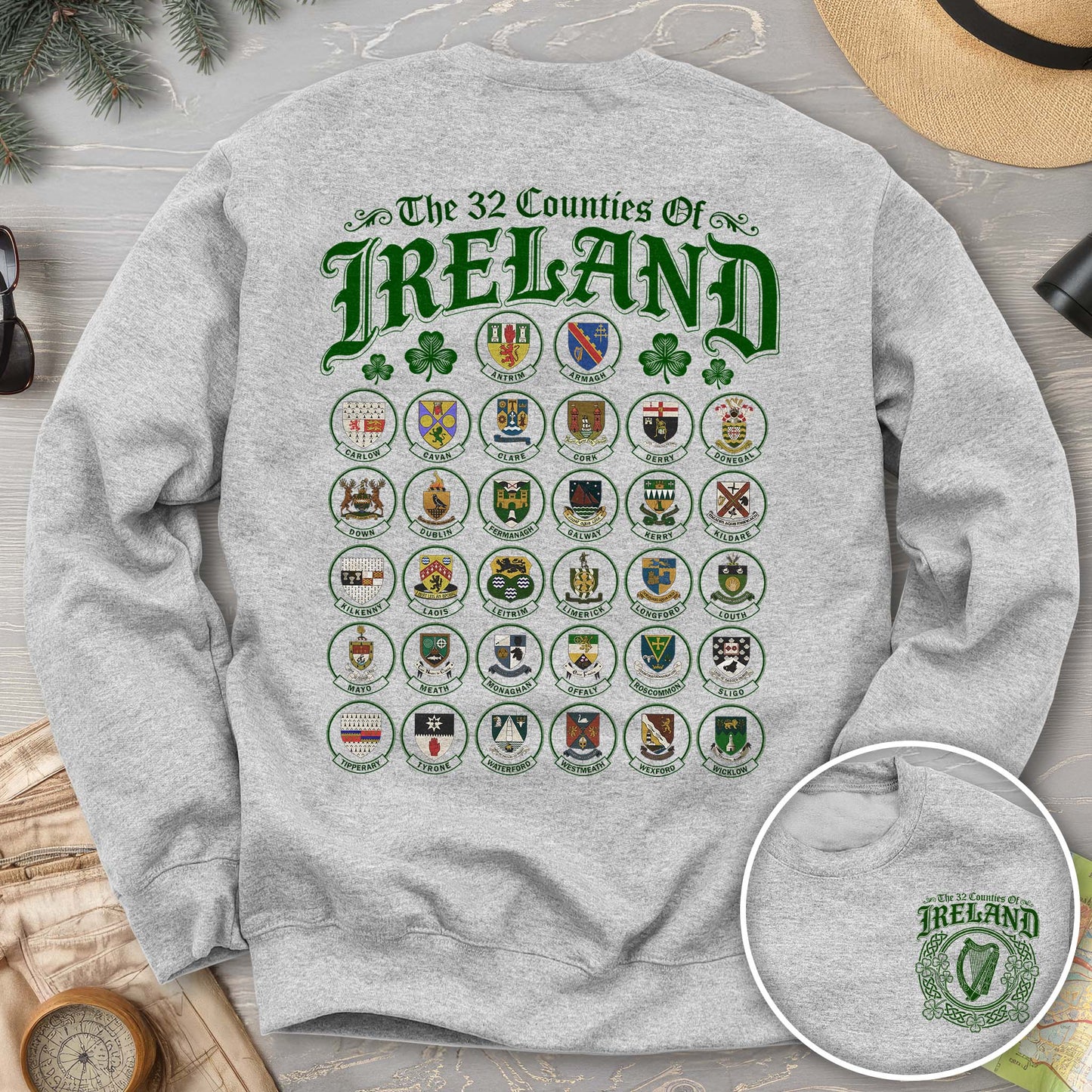 Ireland County Crests Front/Back Print Sweatshirt