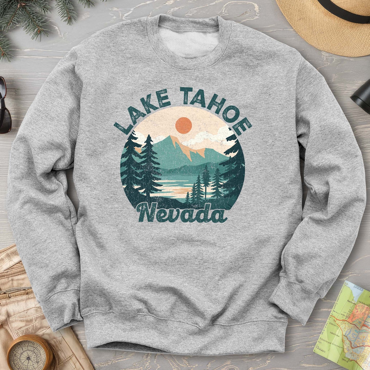 Lake Tahoe Nevada Vintage Circle Sweatshirt