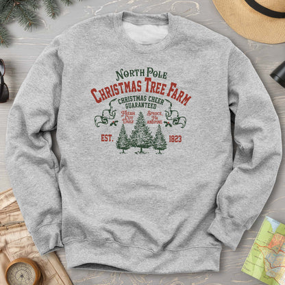 North Pole Christmas Tree Farm Vintage Print Sweatshirt