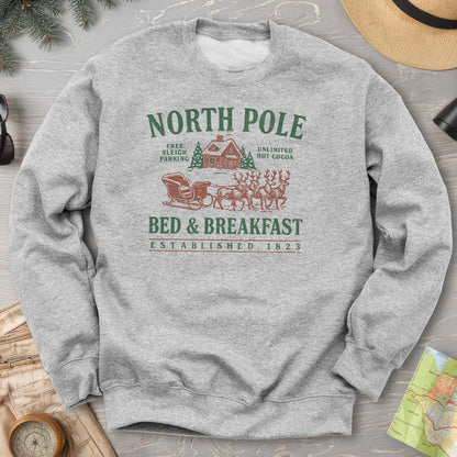 North Pole Bed and Breakfast Vintage Print Sweatshirt