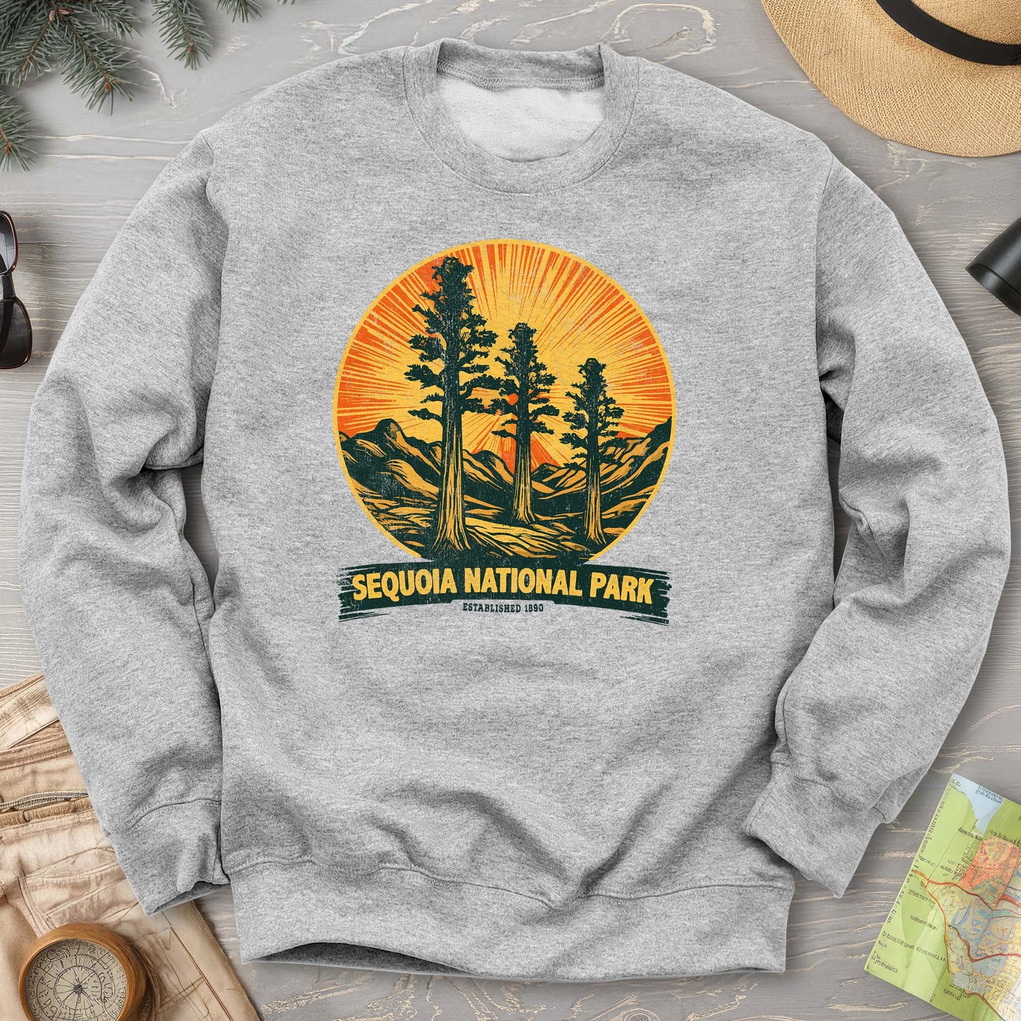 Sequoia 3 Trees Vintage Print Sweatshirt