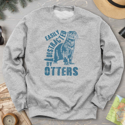 Easily Distracted By Otters Vintage Print Sweatshirt