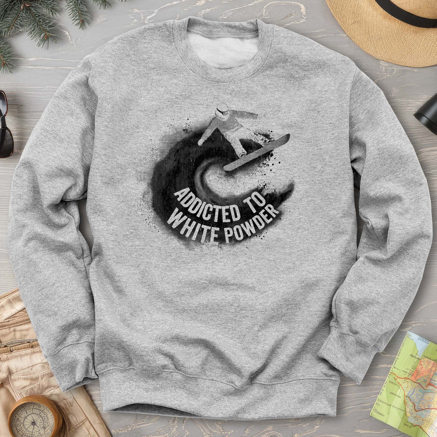 White Powder Snowboard Sweatshirt