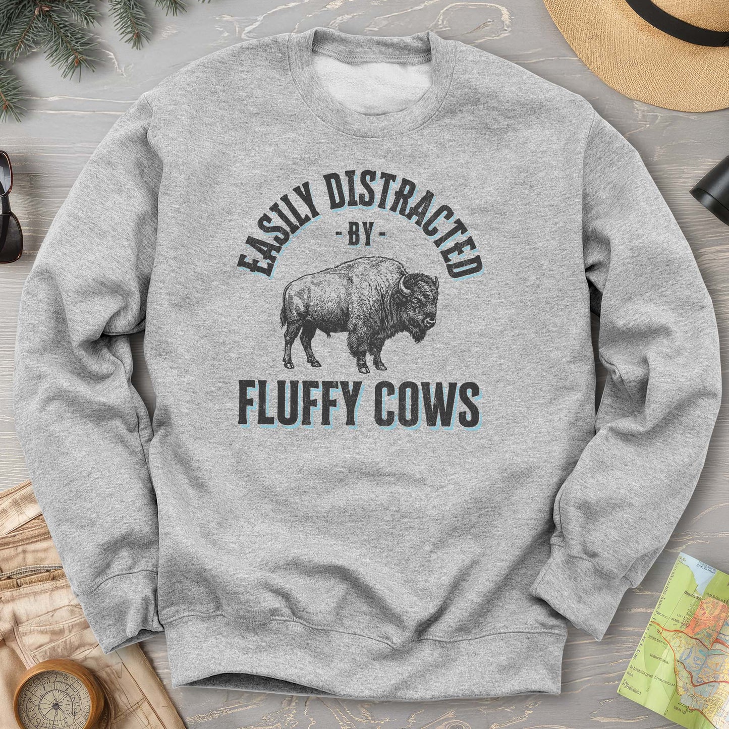 Fluffy Cow Distracted Sweatshirt