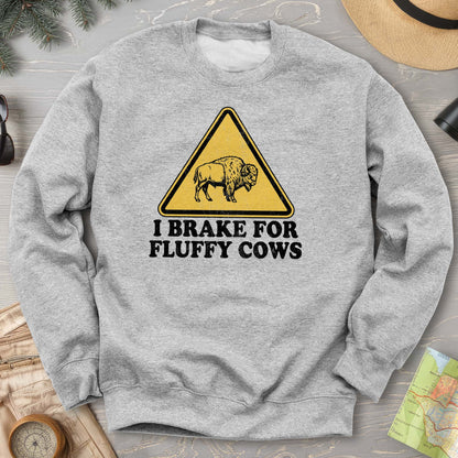 2026021701 Brake For Fluffy Cows Sign V01 - Gildan 18000 Sweatshirt