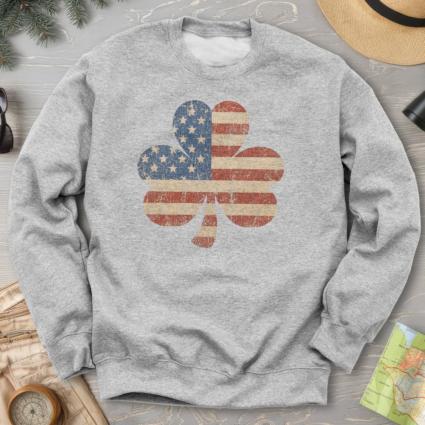 Vintage Flag Shamrock Sweatshirt