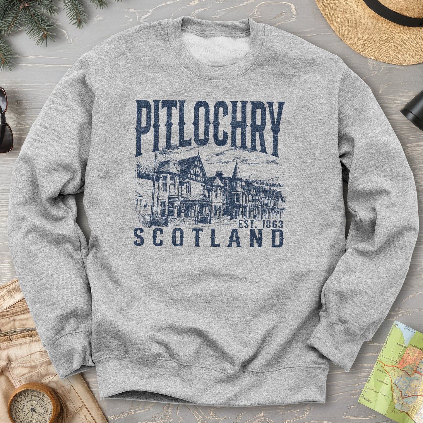 Pitlochry Scotland Sketch Sweatshirt