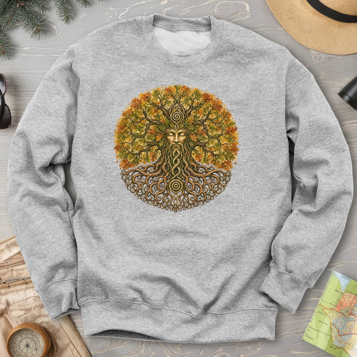 Green Man Autumn Bloom Sweatshirt