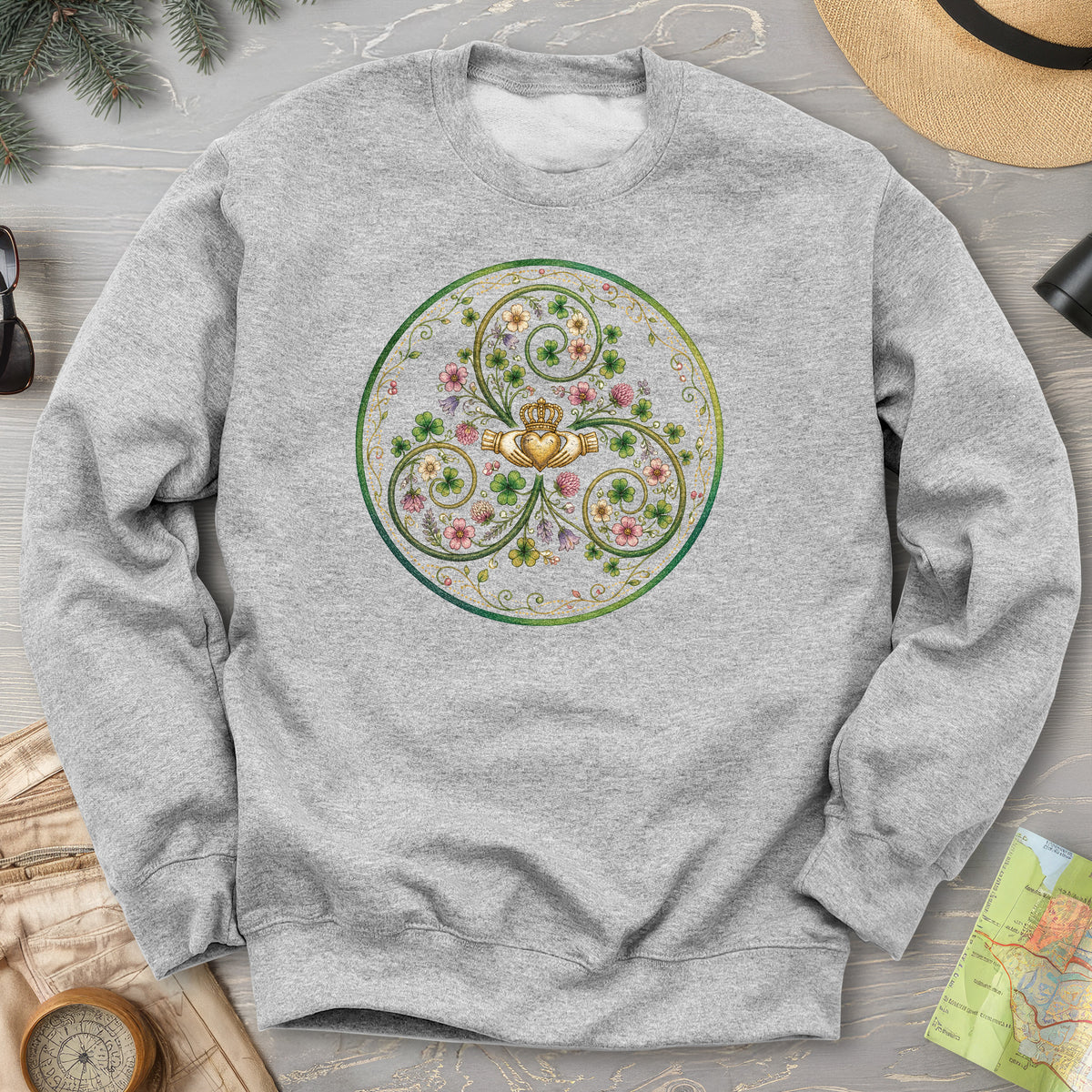 Claddagh Floral Triskele Sweatshirt