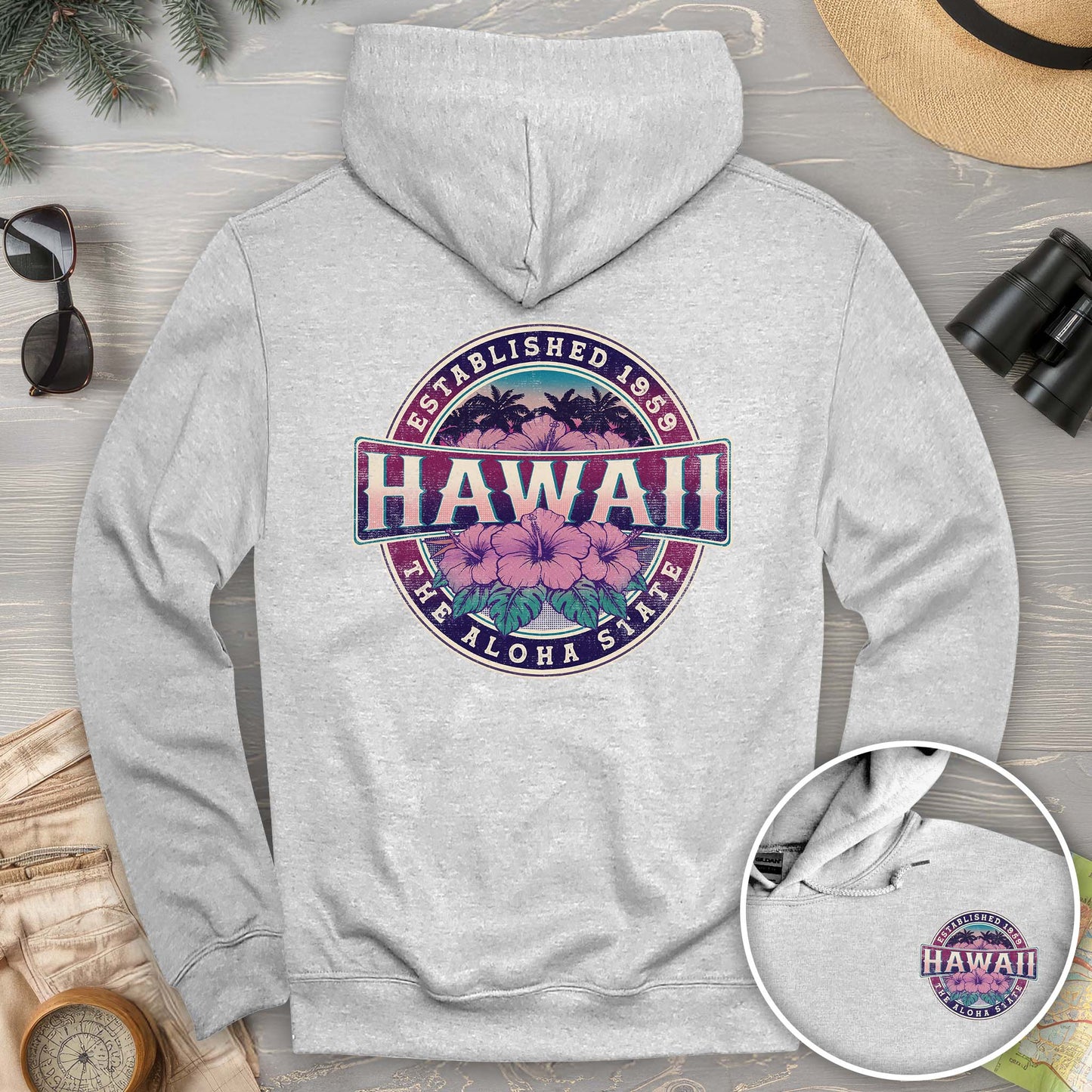 Hawaii Badge Front/Back Print Hoodie