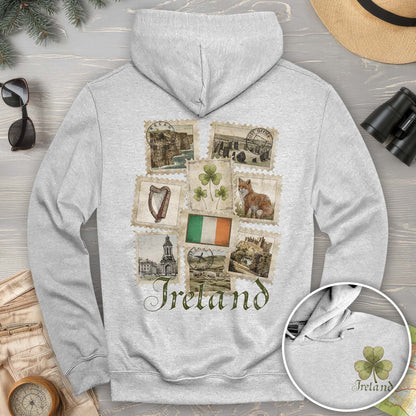 Ireland Vintage Stamps Front/Back Print Hoodie