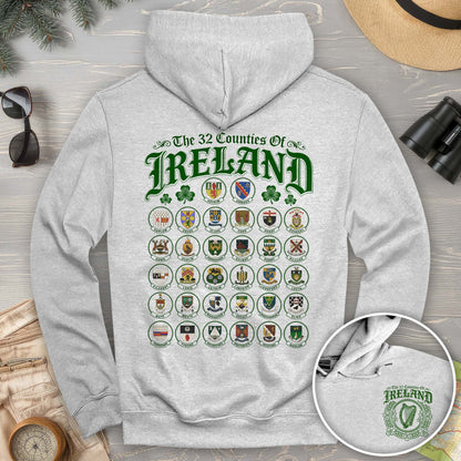 Ireland County Crests Front/Back Print Hoodie