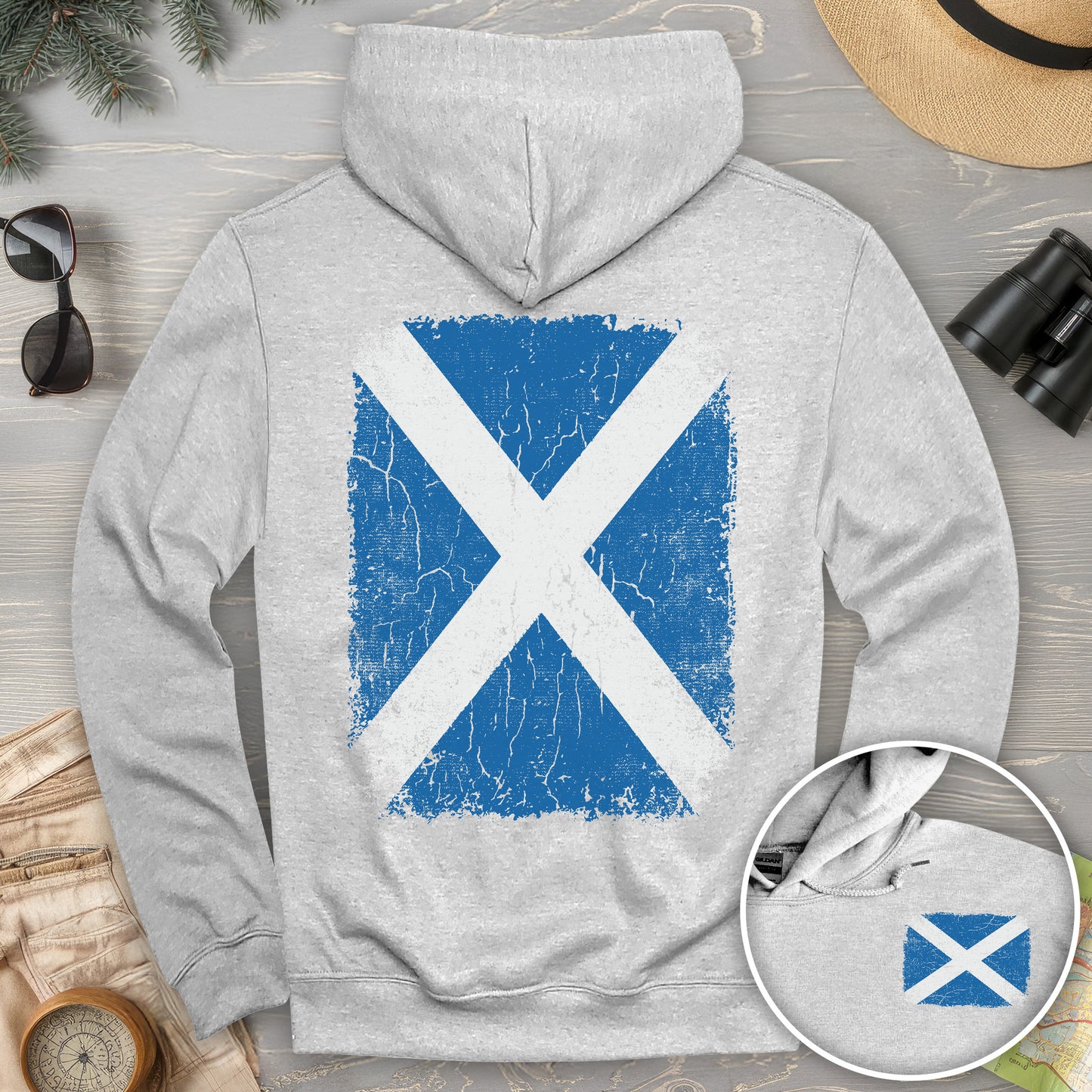 Scotland Distressed Flag Front/Back Print Hoodie