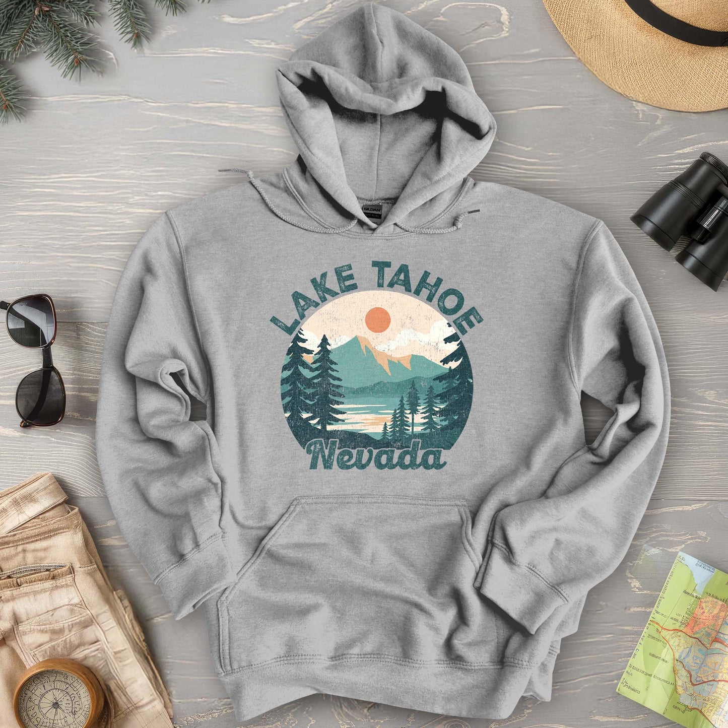 Lake Tahoe Nevada Vintage Circle Hoodie