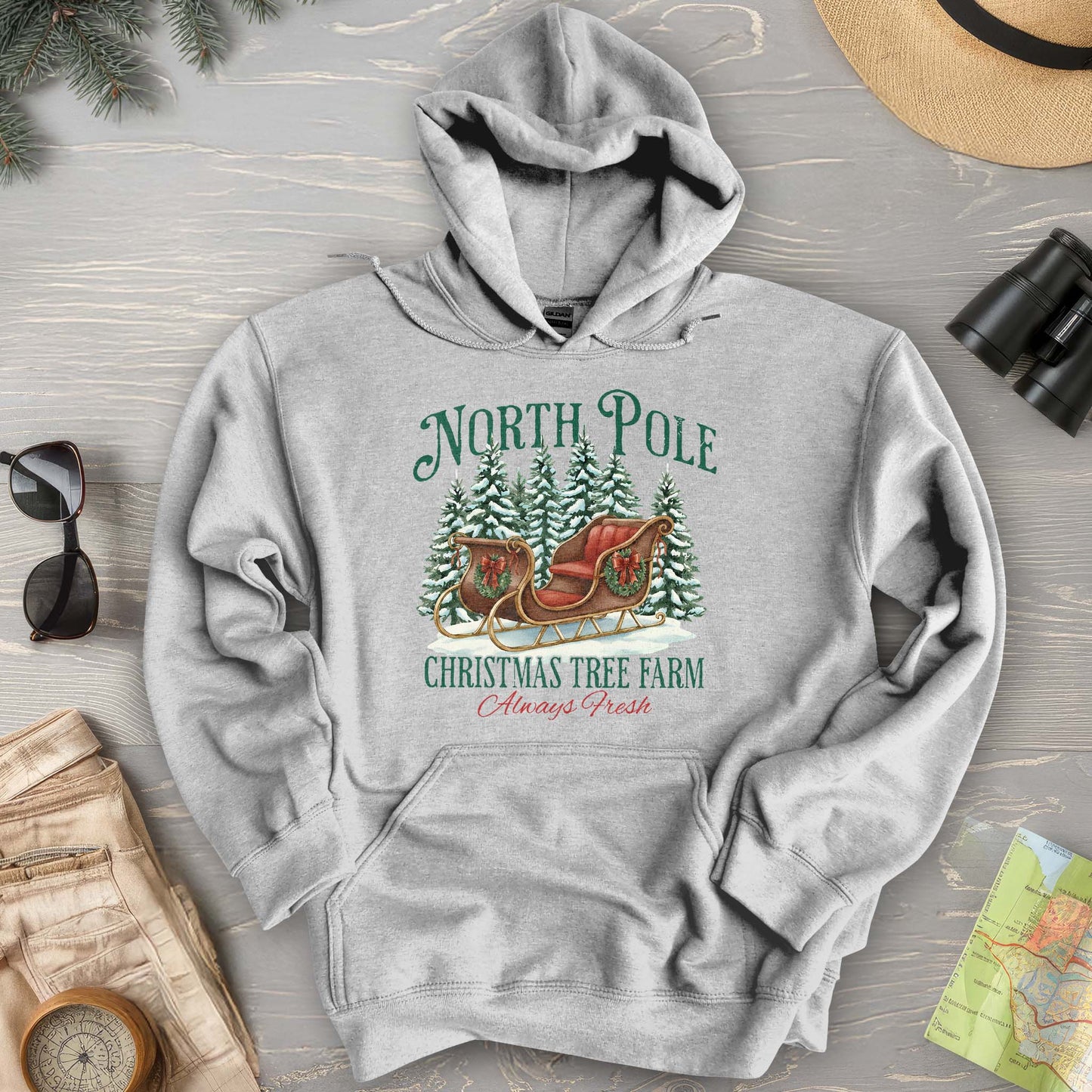 North Pole Christmas Tree Farm Hoodie