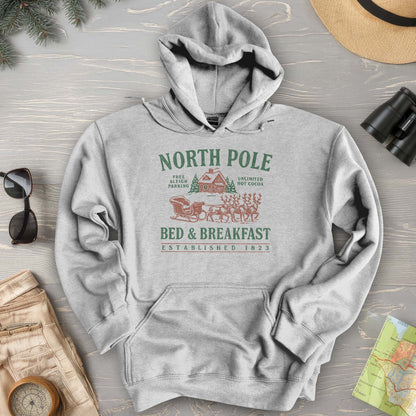 North Pole Bed and Breakfast Vintage Print Hoodie