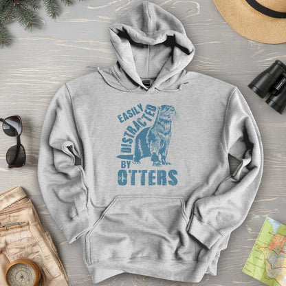 Easily Distracted By Otters Vintage Print Hoodie