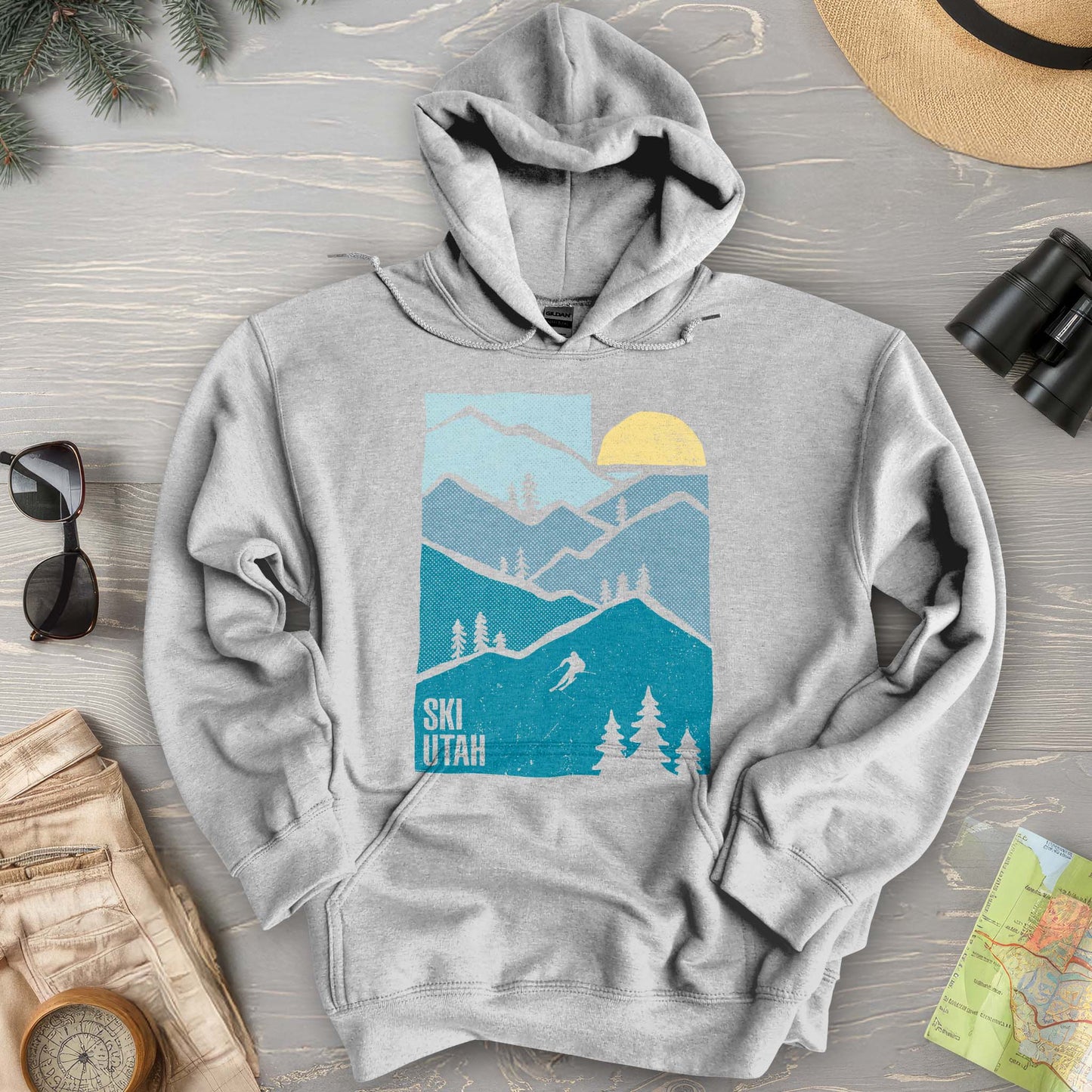 Ski Utah Mountains Hoodie