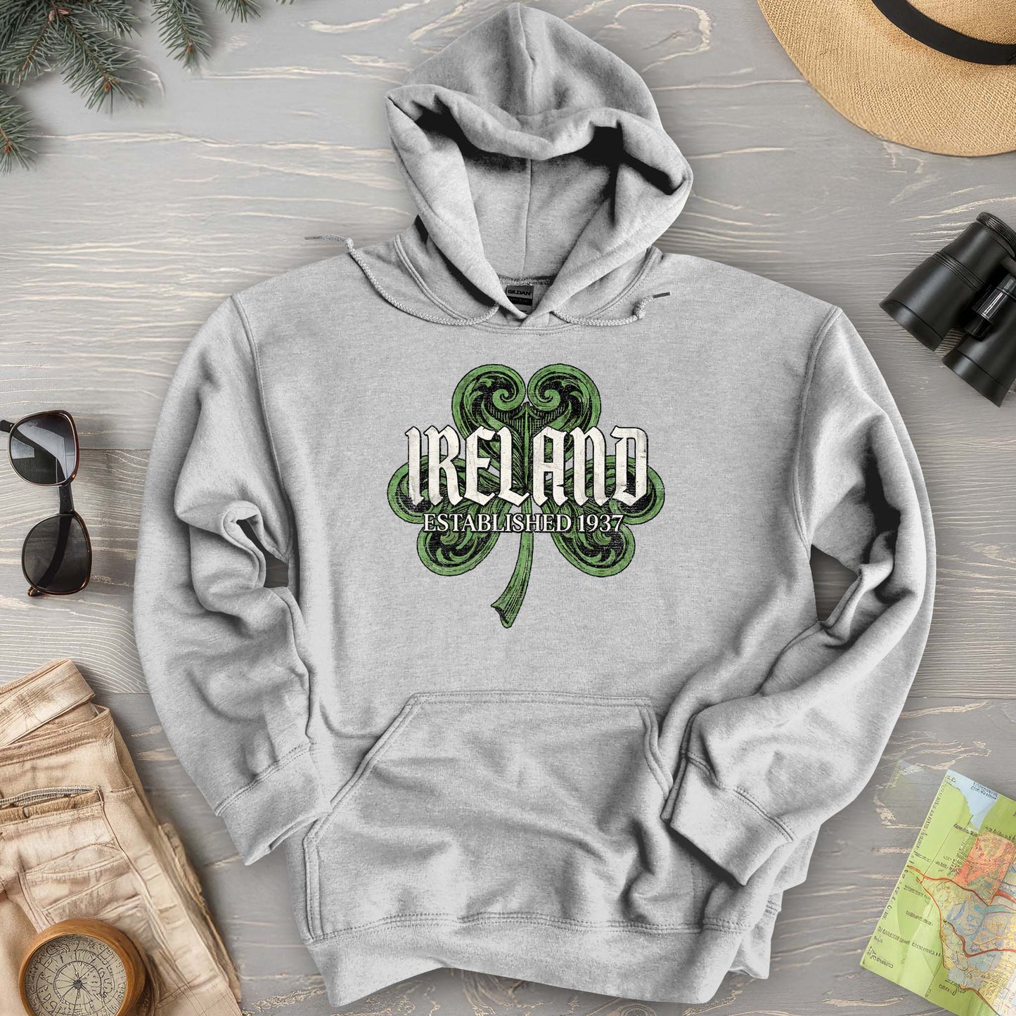 Ireland Gothic Shamrock Hoodie